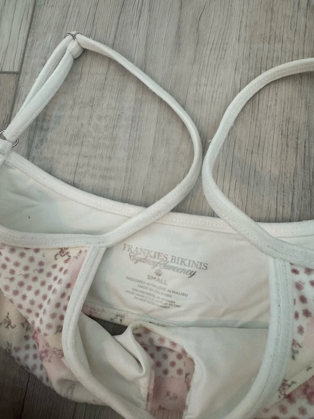 Frankie's Bikinis Pastel Pink & Cream Floral Triangle Bikini